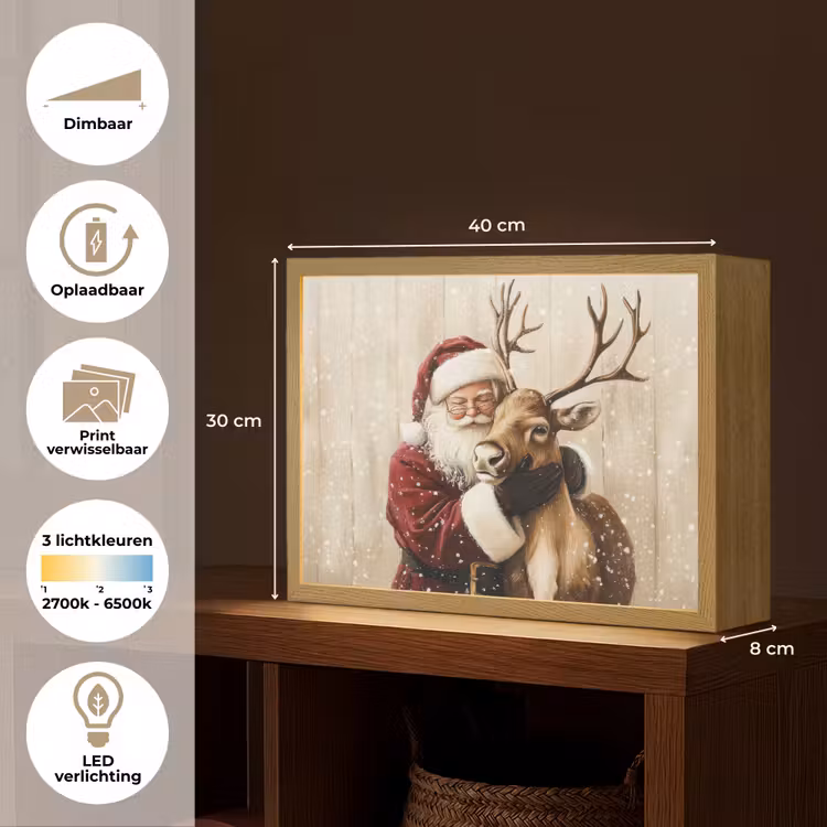 Lightbox - Wandlamp - Kerstman - Rendier - Sneeuw - Kleurrijk — 10