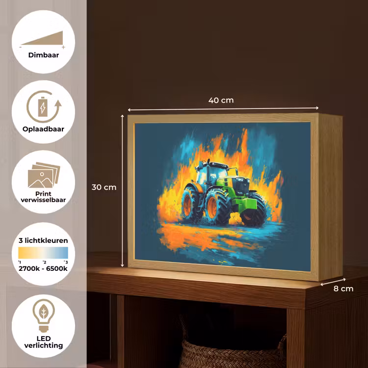 Lightbox - Wandlamp kinderkamer - Abstract - Tractor - Groen — 10