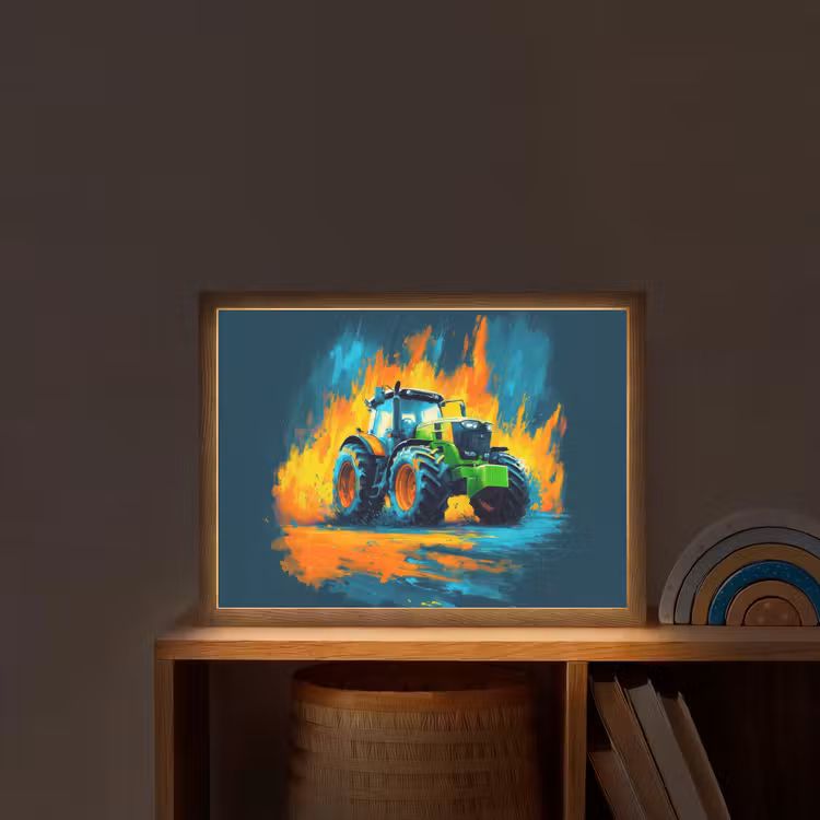 Lightbox - Wandlamp kinderkamer - Abstract - Tractor - Groen — 2