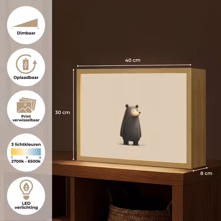 Lightbox - Wandlamp kinderkamer - Beer - Donkerbruin - Minimalistisch — 10
