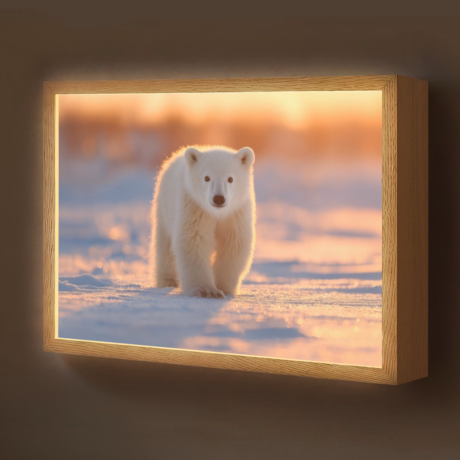 Lightbox - Wandlamp kinderkamer - Ijsbeer - Sneeuw - Zonsopgang — 1