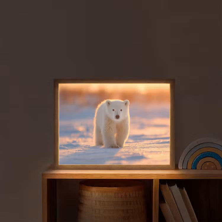 Lightbox - Wandlamp kinderkamer - Ijsbeer - Sneeuw - Zonsopgang — 2