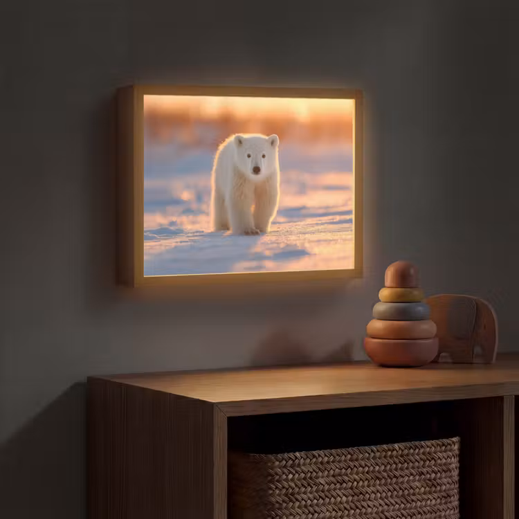 Lightbox - Wandlamp kinderkamer - Ijsbeer - Sneeuw - Zonsopgang — 4