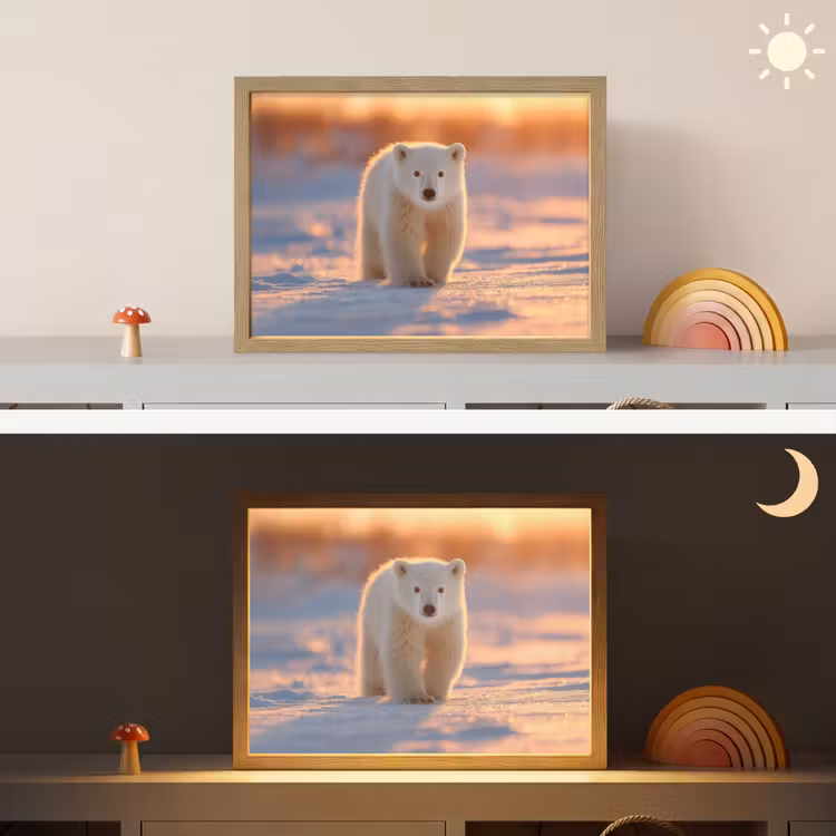 Lightbox - Wandlamp kinderkamer - Ijsbeer - Sneeuw - Zonsopgang — 6