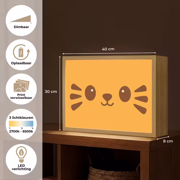 Lightbox - Wandlamp kinderkamer - Kat - Simplistisch - Oranje - Vrolijk — 10