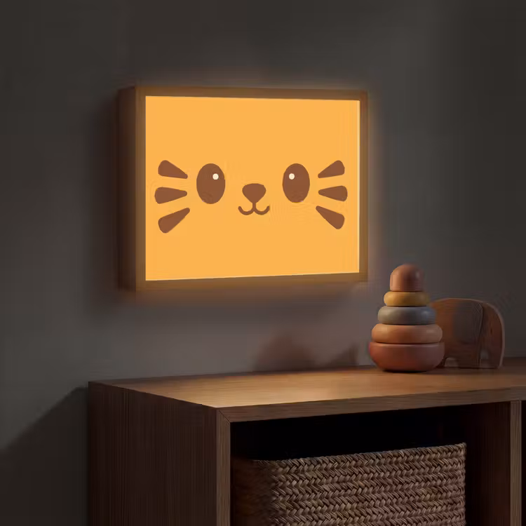 Lightbox - Wandlamp kinderkamer - Kat - Simplistisch - Oranje - Vrolijk — 4