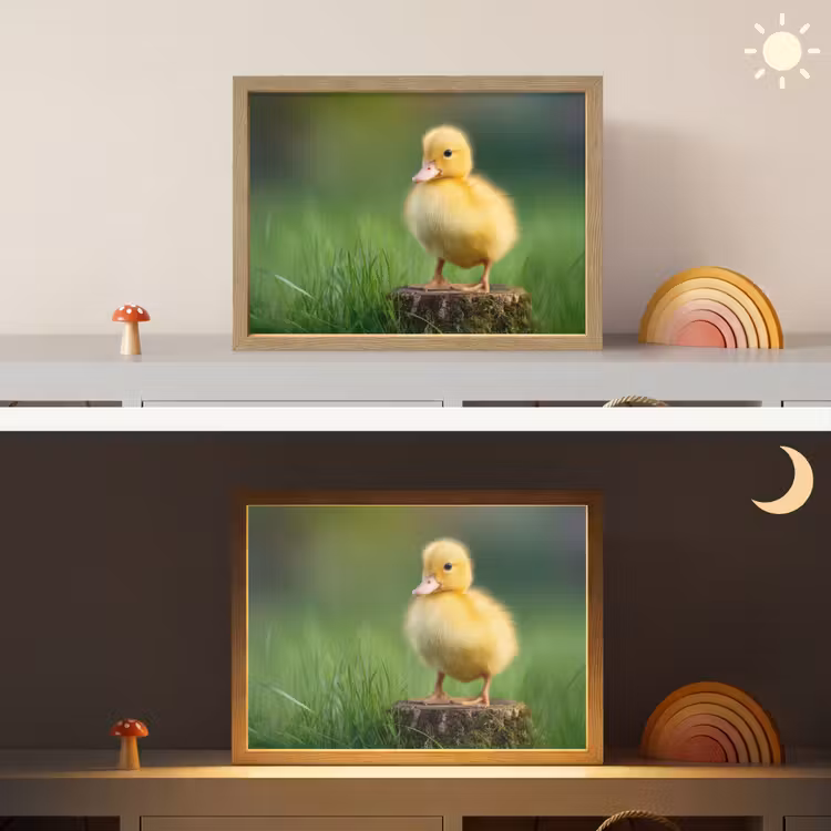 Lightbox - Wandlamp kinderkamer - Kuiken - Eend - Geel - Gras — 6