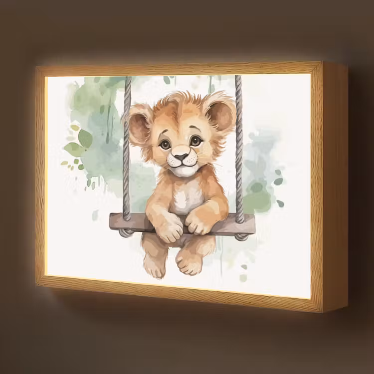 Lightbox - Wandlamp kinderkamer - Leeuw - Dier - Kinderen - Jungle — 1