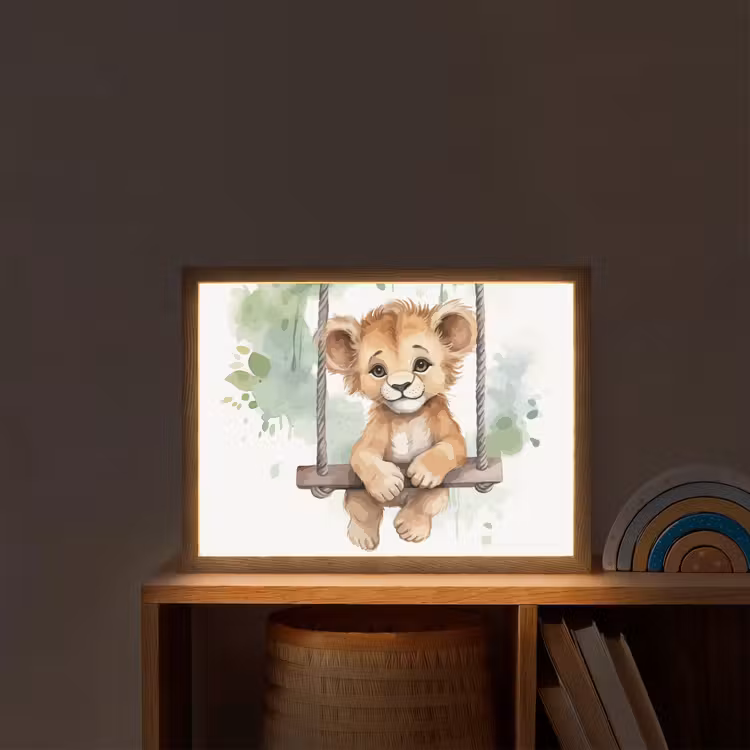 Lightbox - Wandlamp kinderkamer - Leeuw - Dier - Kinderen - Jungle — 2