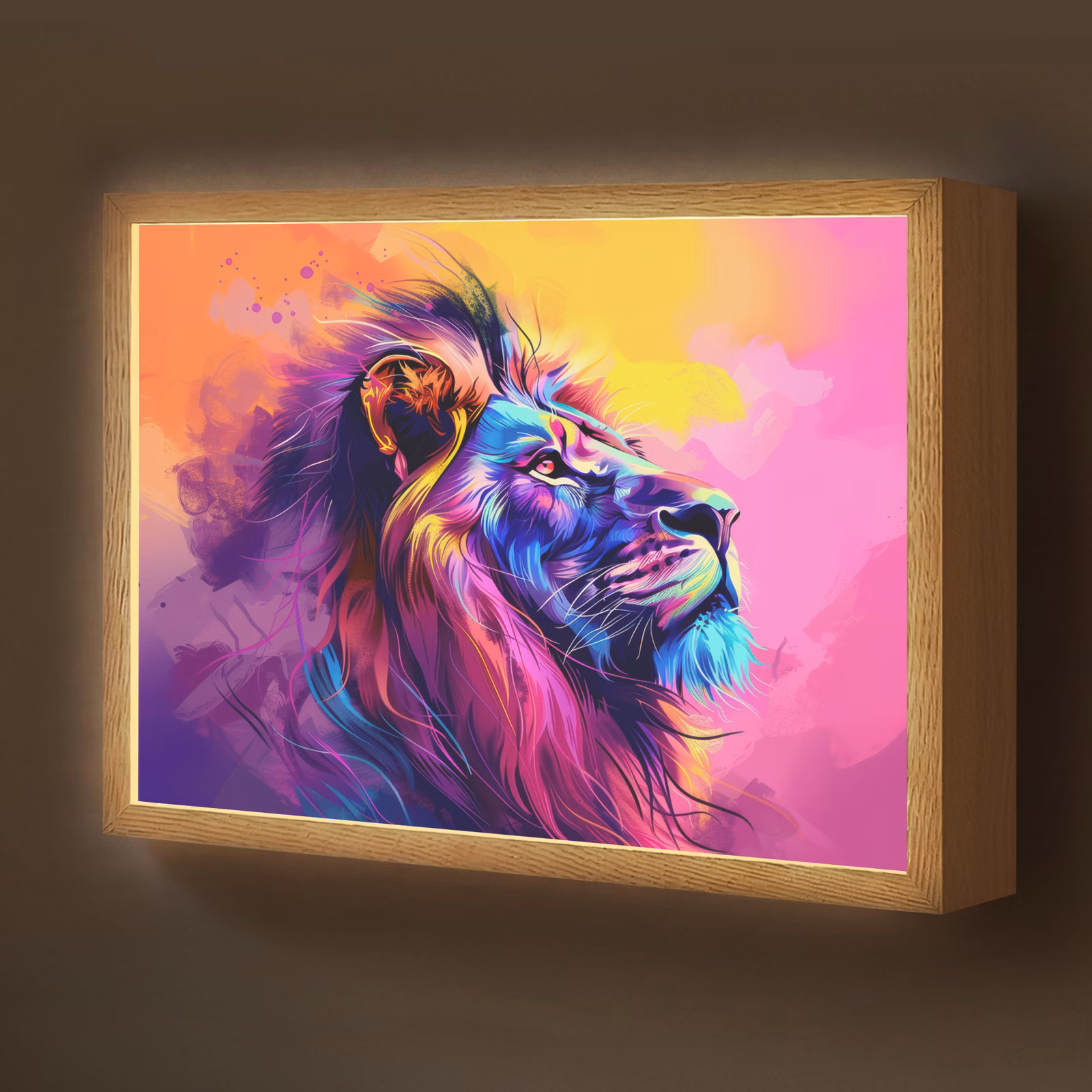 Lightbox - Wandlamp kinderkamer - Leeuw - Verf- Kleuren - Dier — 1