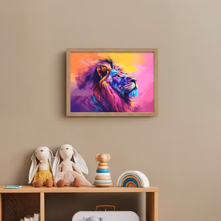 Lightbox - Wandlamp kinderkamer - Leeuw - Verf- Kleuren - Dier — 3