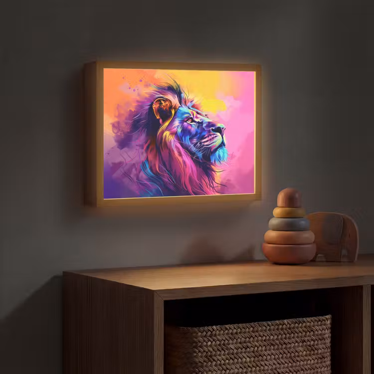 Lightbox - Wandlamp kinderkamer - Leeuw - Verf- Kleuren - Dier — 4