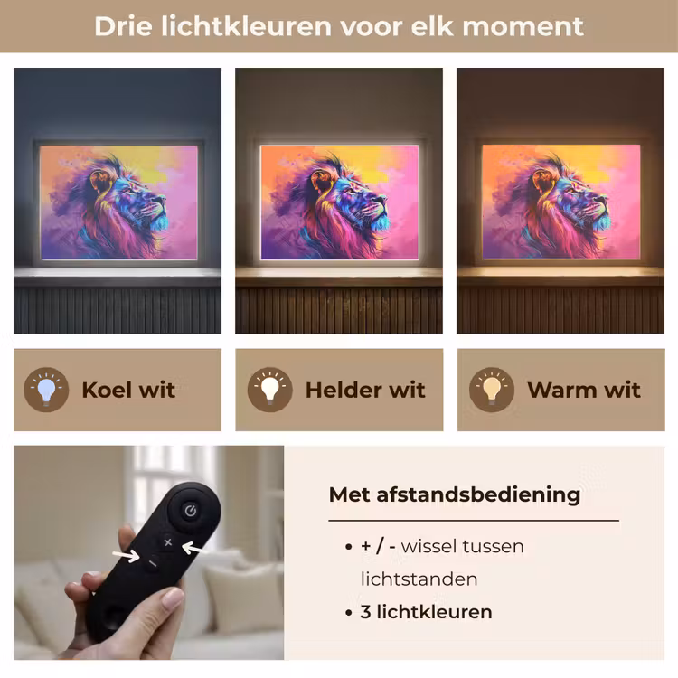 Lightbox - Wandlamp kinderkamer - Leeuw - Verf- Kleuren - Dier — 8