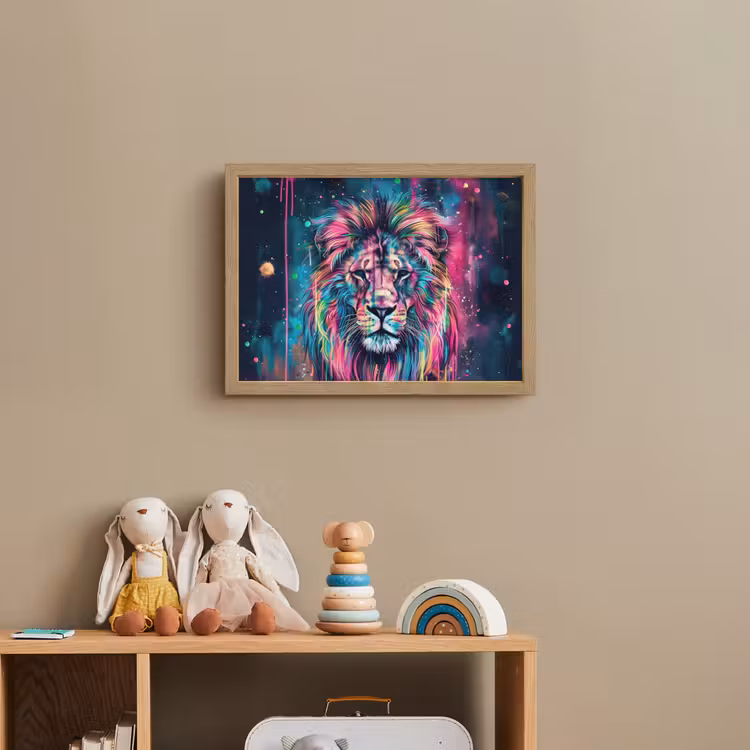 Lightbox - Wandlamp kinderkamer - Leeuw - Verf - Kleurrijk - Zwart - Dieren — 3