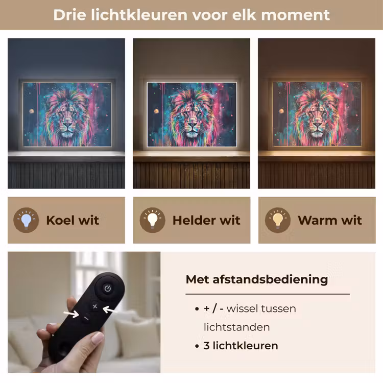 Lightbox - Wandlamp kinderkamer - Leeuw - Verf - Kleurrijk - Zwart - Dieren — 8