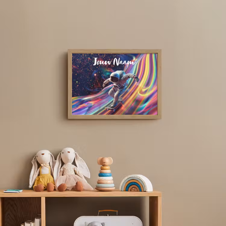 Lightbox - Wandlamp kinderkamer met naam - Astronaut - Ruimte - Skateboard - Kleurrijk — 3