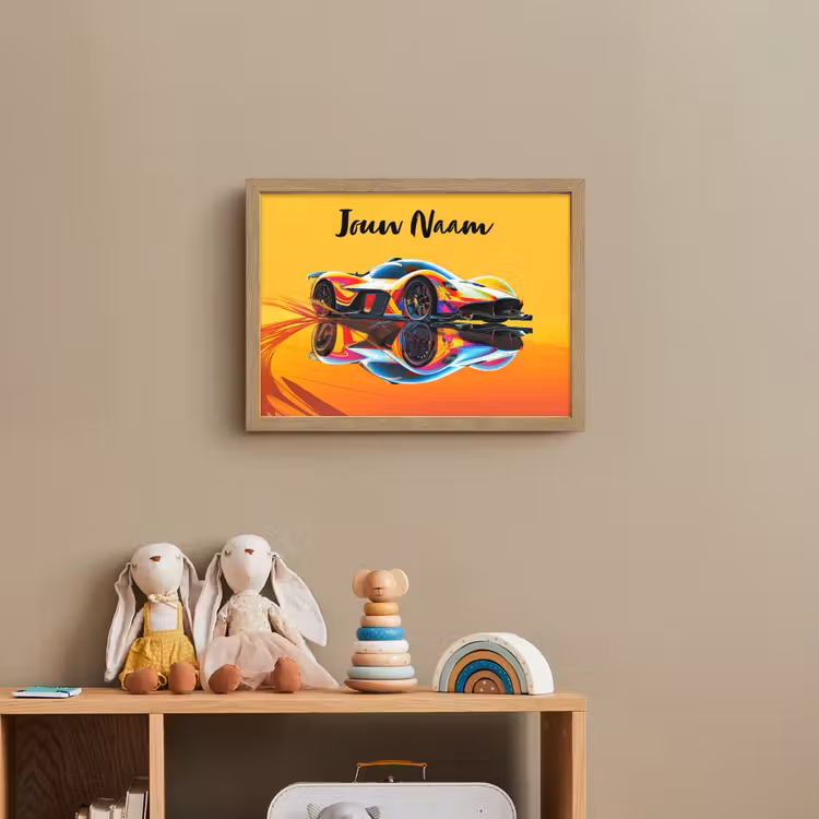 Lightbox - Wandlamp kinderkamer met naam - Auto - Race  - F1 - Jongens - Geel - Rood — 3