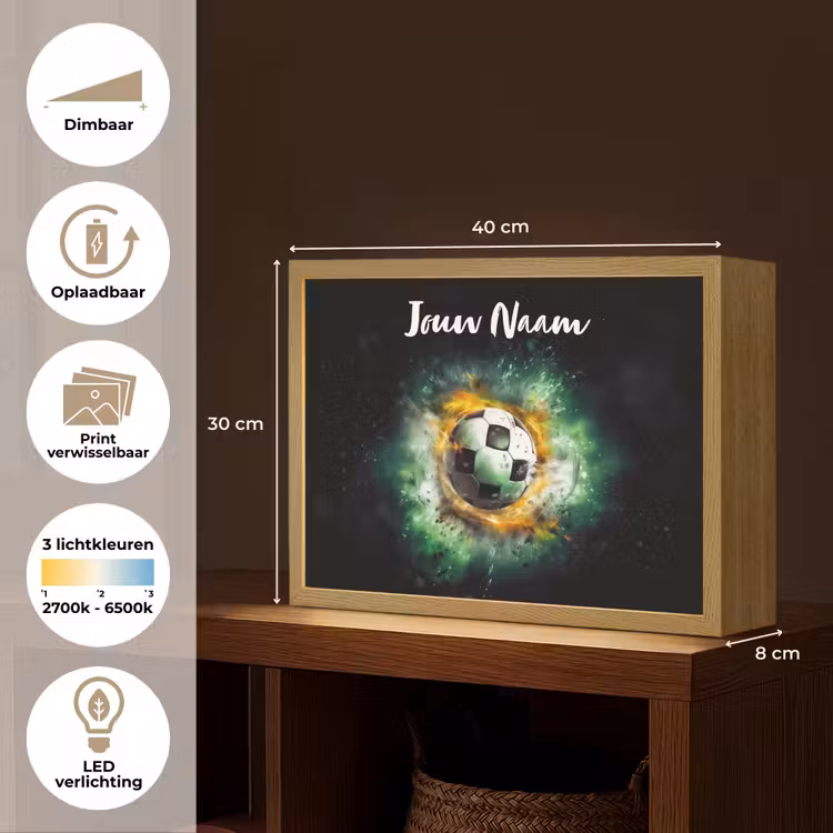 Lightbox - Wandlamp kinderkamer met naam - Bal - Voetbal - Groen - Oranje - Rook — 10