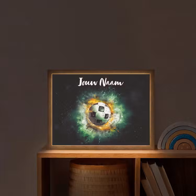 Lightbox - Wandlamp kinderkamer met naam - Bal - Voetbal - Groen - Oranje - Rook — 2