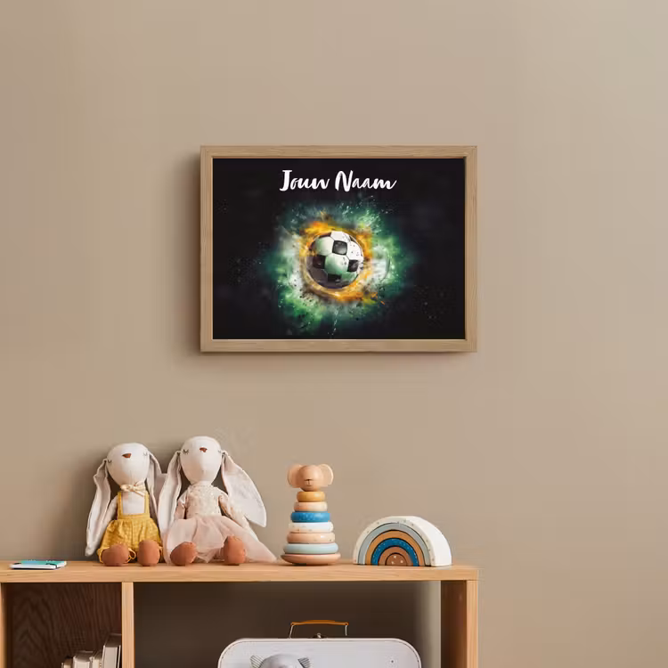 Lightbox - Wandlamp kinderkamer met naam - Bal - Voetbal - Groen - Oranje - Rook — 3