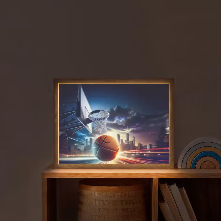 Lightbox - Wandlamp kinderkamer met naam - Basketbal - Sport  - Basket - Stad — 2