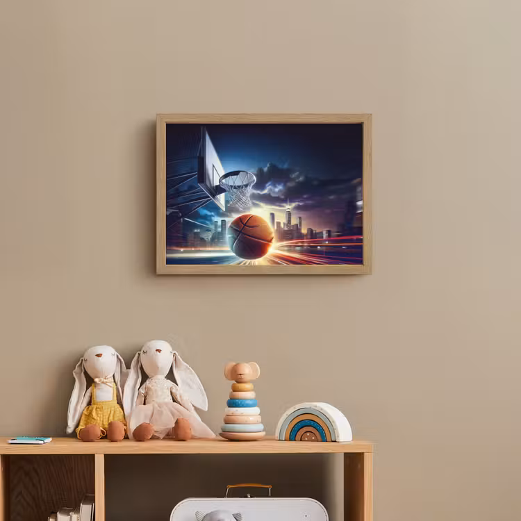 Lightbox - Wandlamp kinderkamer met naam - Basketbal - Sport  - Basket - Stad — 3