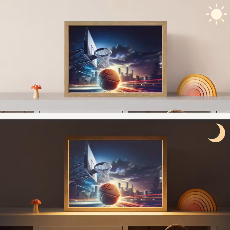 Lightbox - Wandlamp kinderkamer met naam - Basketbal - Sport  - Basket - Stad — 6