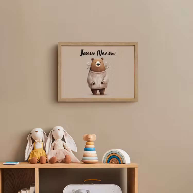 Lightbox - Wandlamp kinderkamer met naam - Beer - Witte bloemen - Knus — 3