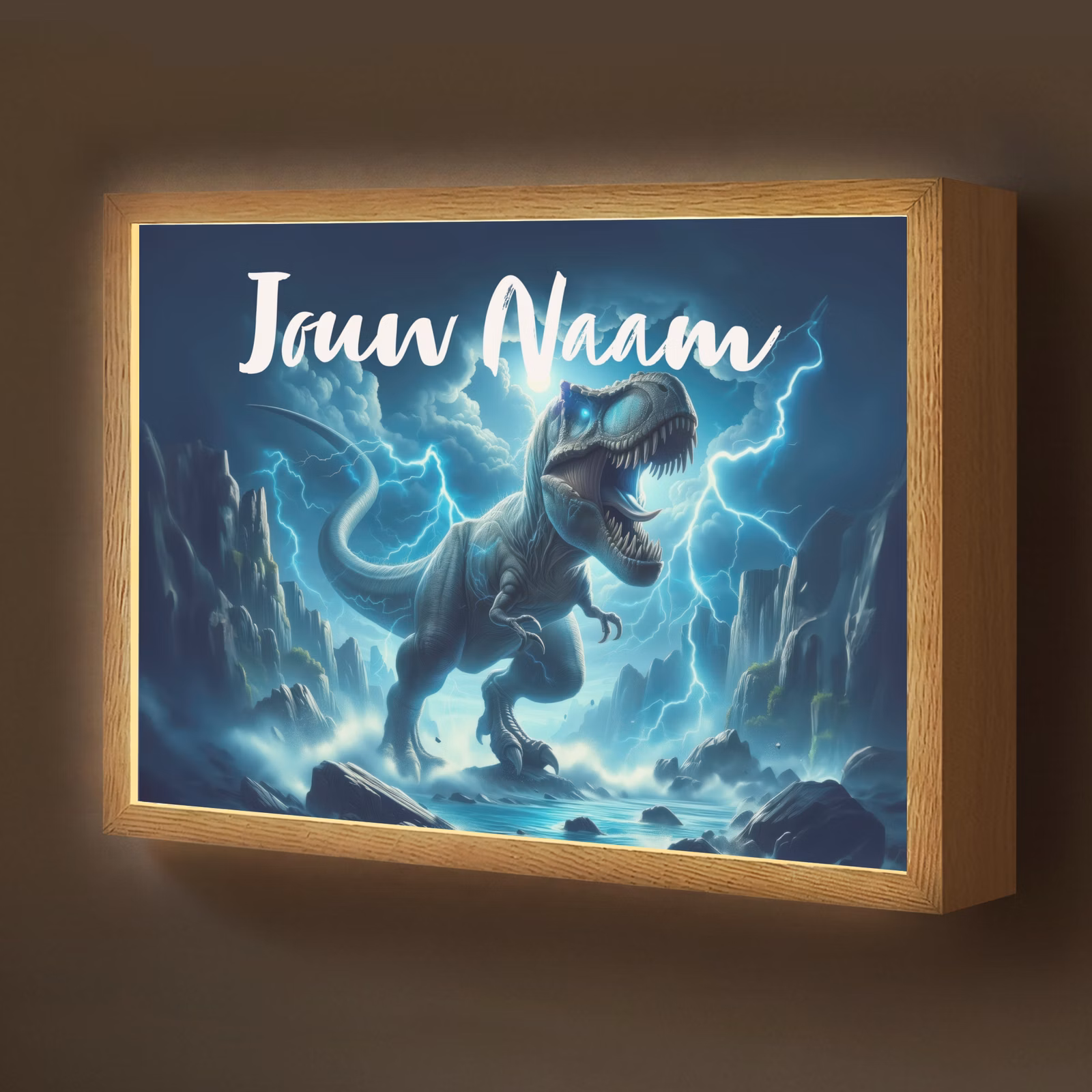 Lightbox - Wandlamp kinderkamer met naam - Dino - Blauw - Jongens — 1