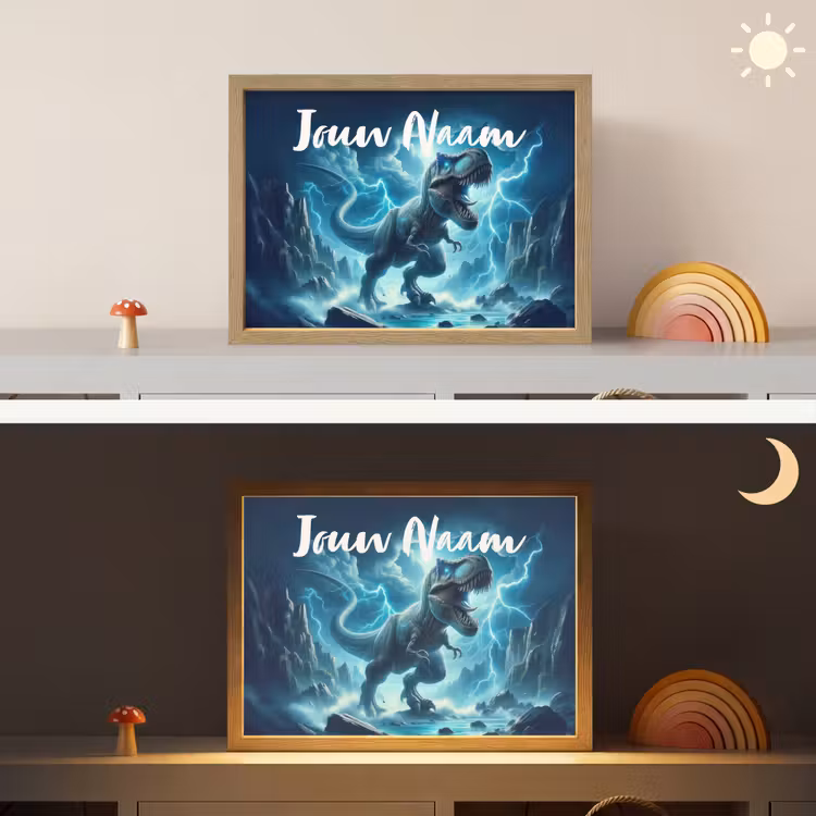 Lightbox - Wandlamp kinderkamer met naam - Dino - Blauw - Jongens — 6