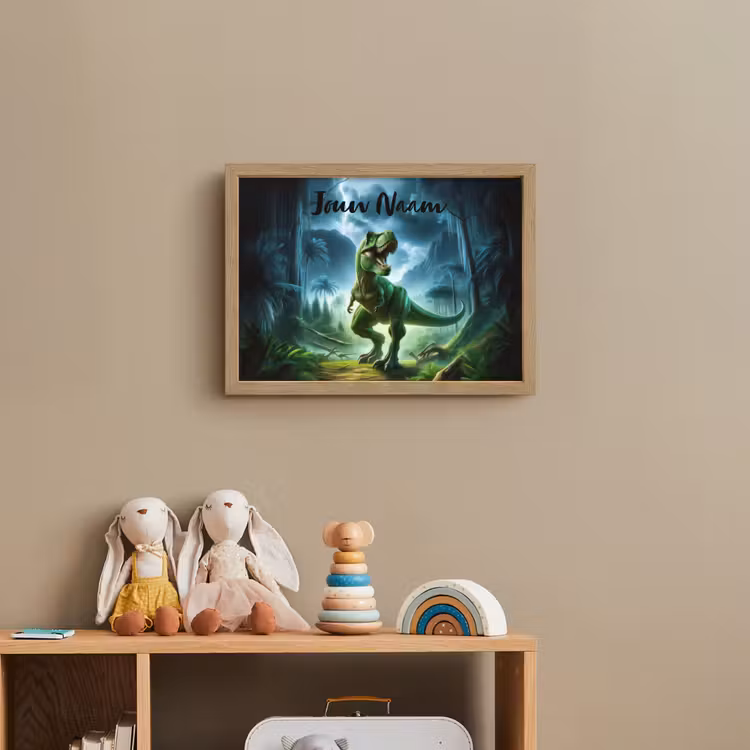 Lightbox - Wandlamp kinderkamer met naam - Dino - Jongens - Groen - Blauw - T-Rex — 3