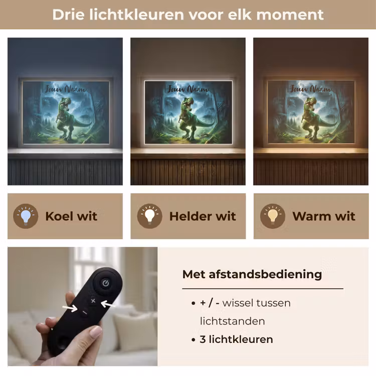 Lightbox - Wandlamp kinderkamer met naam - Dino - Jongens - Groen - Blauw - T-Rex — 8