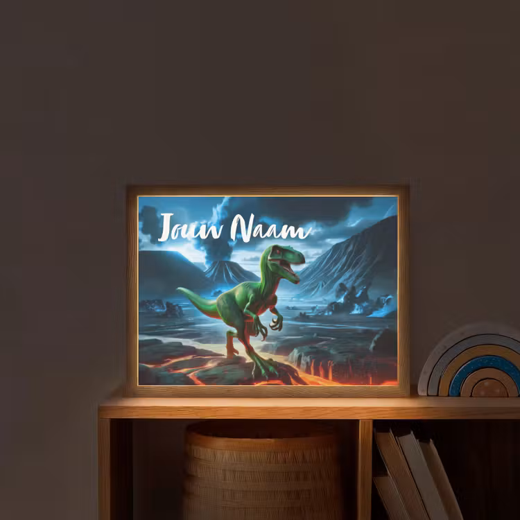 Lightbox - Wandlamp kinderkamer met naam - Dino - Lava - Groen - Jongens — 2