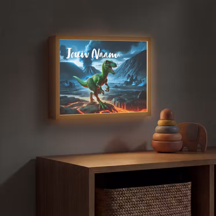 Lightbox - Wandlamp kinderkamer met naam - Dino - Lava - Groen - Jongens — 4