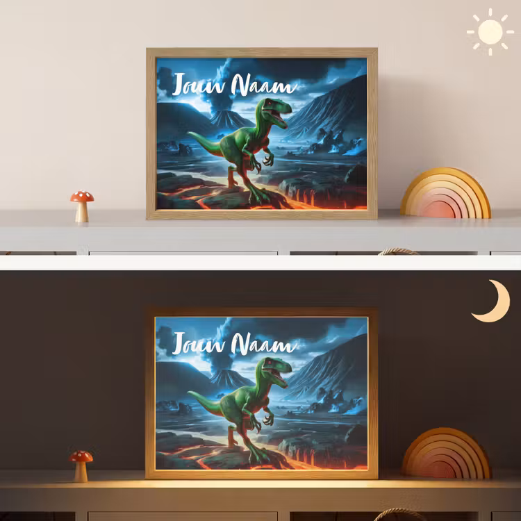 Lightbox - Wandlamp kinderkamer met naam - Dino - Lava - Groen - Jongens — 6