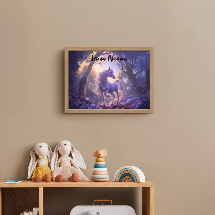 Lightbox - Wandlamp kinderkamer met naam - Eenhoorn - Paars - Sprookje - Fantasy dier — 3