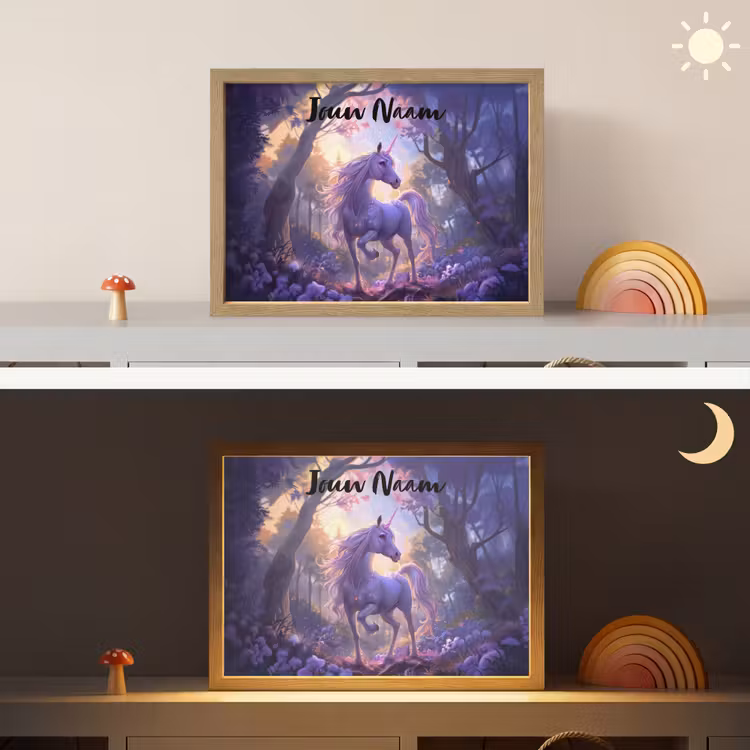 Lightbox - Wandlamp kinderkamer met naam - Eenhoorn - Paars - Sprookje - Fantasy dier — 6