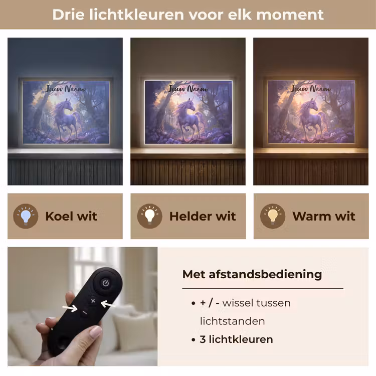 Lightbox - Wandlamp kinderkamer met naam - Eenhoorn - Paars - Sprookje - Fantasy dier — 8