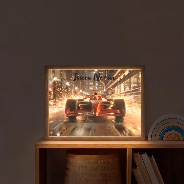 Lightbox - Wandlamp kinderkamer met naam - Formule 1 - Auto - Race - Goud - Jongens — 2
