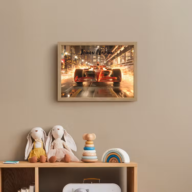 Lightbox - Wandlamp kinderkamer met naam - Formule 1 - Auto - Race - Goud - Jongens — 3