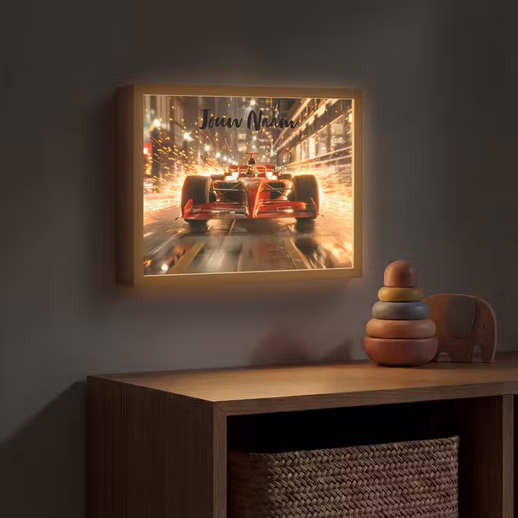 Lightbox - Wandlamp kinderkamer met naam - Formule 1 - Auto - Race - Goud - Jongens — 4
