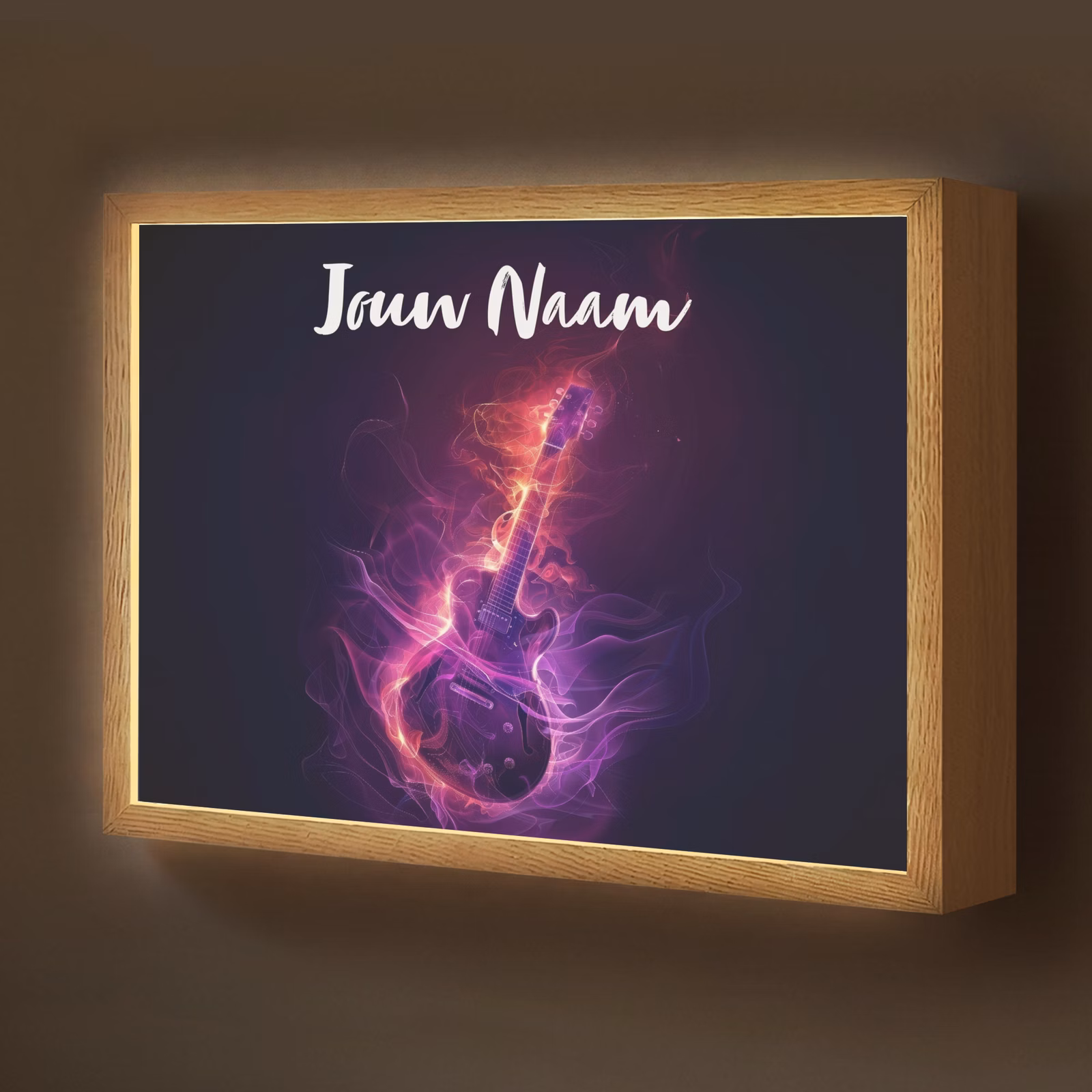 Lightbox - Wandlamp kinderkamer met naam - Gitaar - Muziek - Rook - Paars — 1