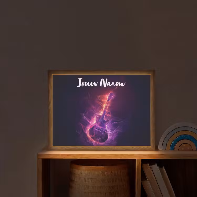 Lightbox - Wandlamp kinderkamer met naam - Gitaar - Muziek - Rook - Paars — 2