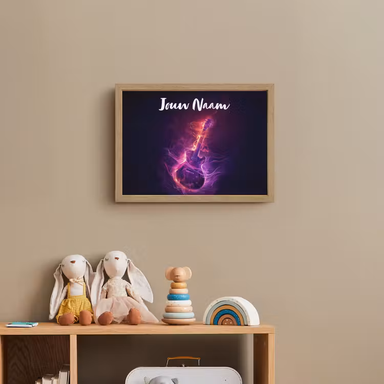 Lightbox - Wandlamp kinderkamer met naam - Gitaar - Muziek - Rook - Paars — 3