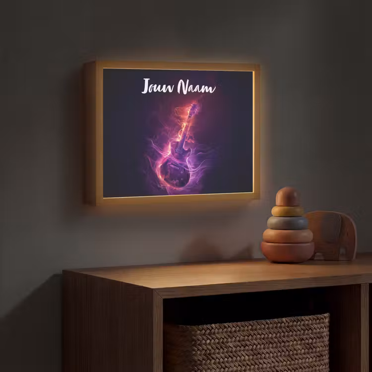 Lightbox - Wandlamp kinderkamer met naam - Gitaar - Muziek - Rook - Paars — 4