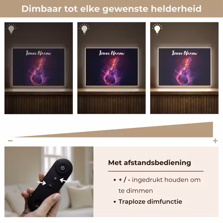 Lightbox - Wandlamp kinderkamer met naam - Gitaar - Muziek - Rook - Paars — 7