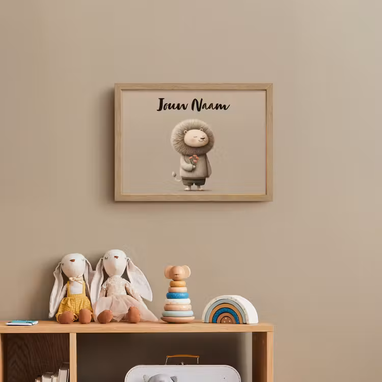 Lightbox - Wandlamp kinderkamer met naam - Leeuw - Oranje bloemen - Vriendelijk — 3