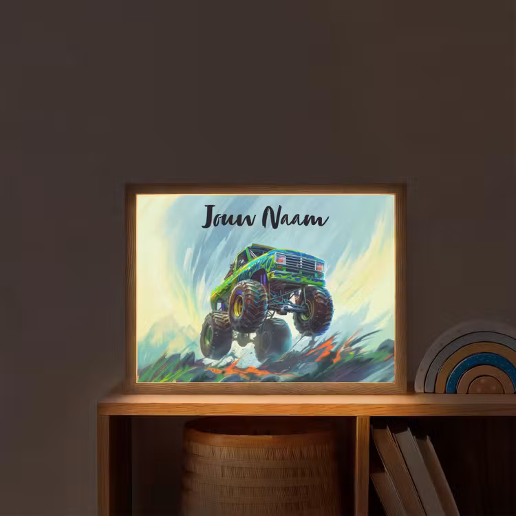 Lightbox - Wandlamp kinderkamer met naam - Monstertruck - Auto - Jongens - Groen — 2