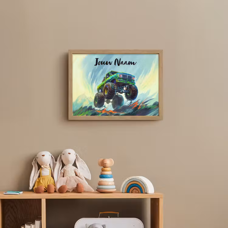 Lightbox - Wandlamp kinderkamer met naam - Monstertruck - Auto - Jongens - Groen — 3