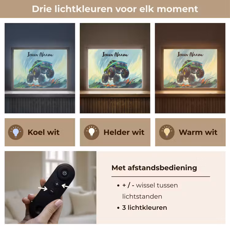 Lightbox - Wandlamp kinderkamer met naam - Monstertruck - Auto - Jongens - Groen — 8